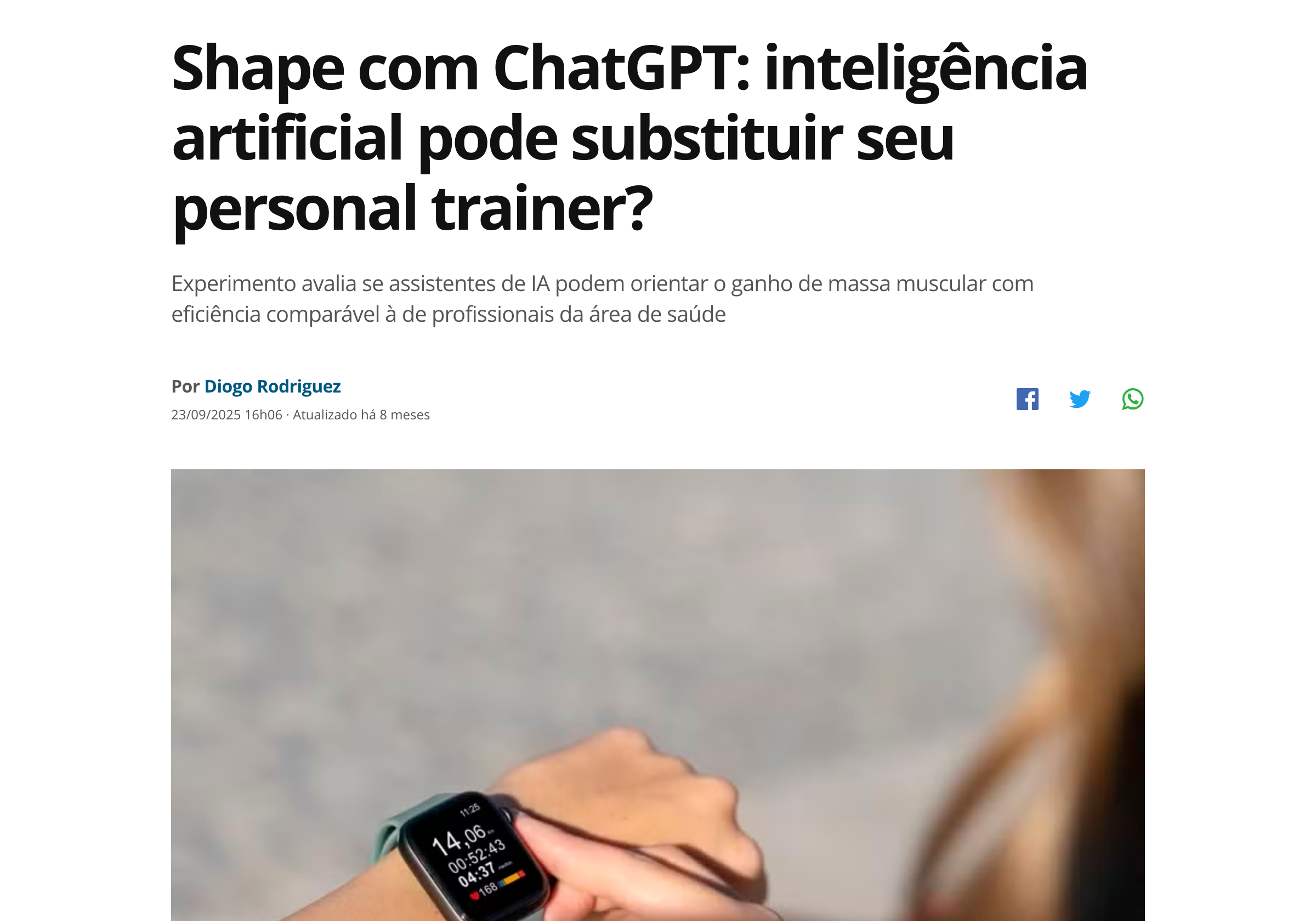 Época Negócios — Shape com ChatGPT: IA pode substituir seu personal trainer?