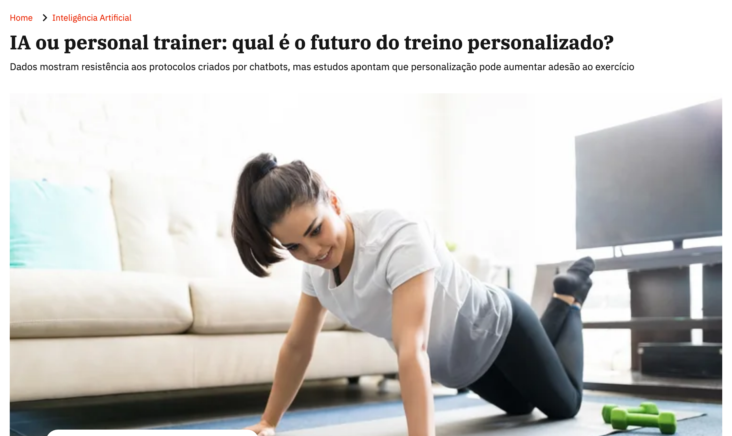 Exame — IA ou personal trainer: qual é o futuro do treino personalizado?