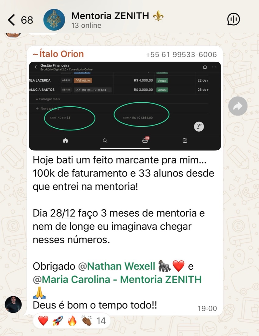 Ítalo Orion · R$ 101.864 e 33 alunos
